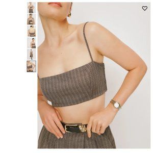 BNWT Reformation Spencer Top in Brown Plaid Size 0